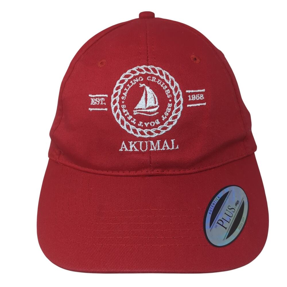 Est. 1958 Akumal Sailing Cruises Baseball Cap Red One Size Adjustable Plus dKps
